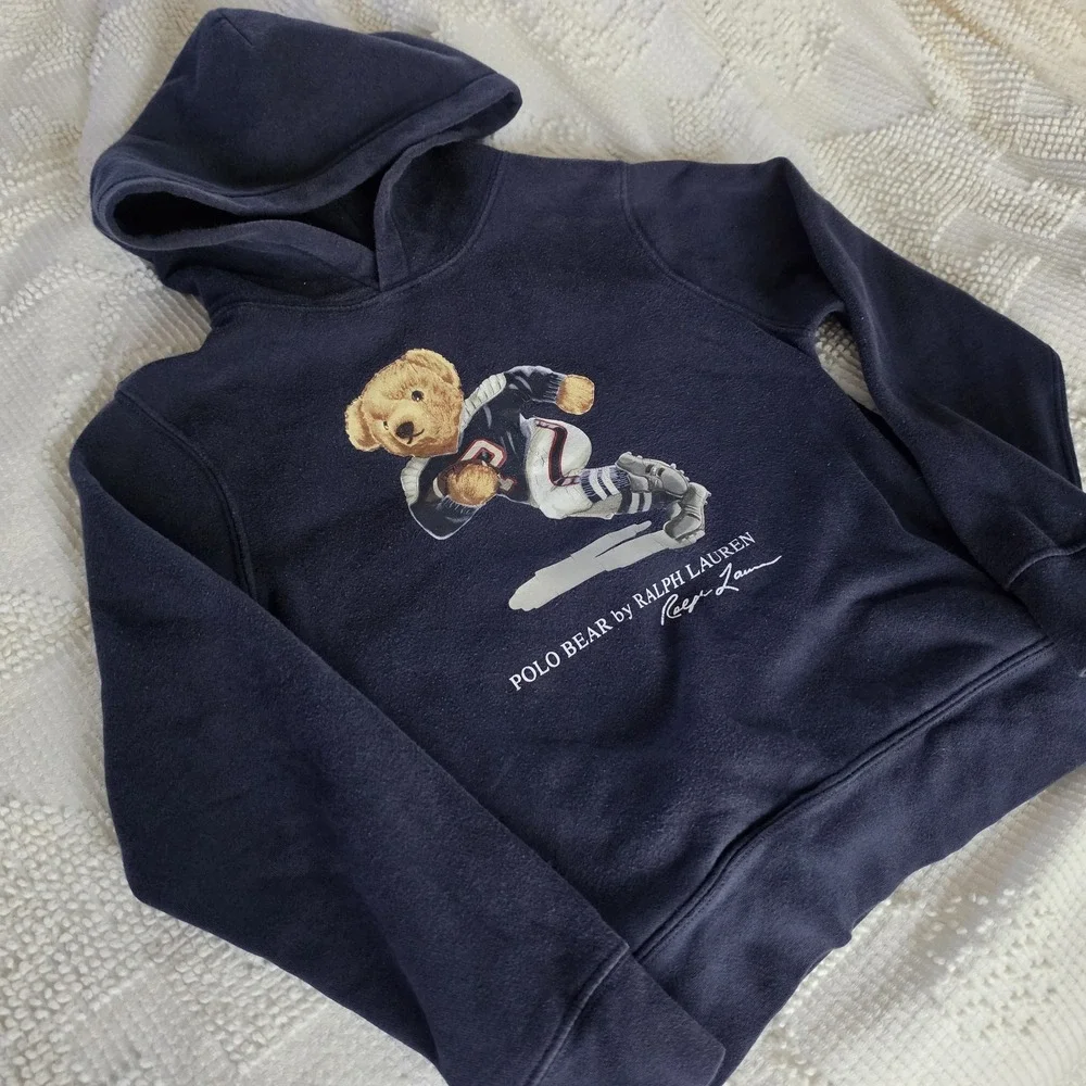 Polo‎ Ralph Lauren Bear Kids Hoodie Sweatshirt Youth Size 10-12 Football Rare